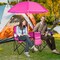 Foldable Picnic Chair with Adjustable Umbrella and Beverage Holders